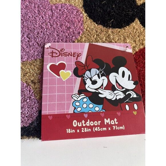 Disney Mickey Minnie Mouse Coir Door Mat 18x28” Outdoor Rug Valentines heart NEW - Picture 3 of 8
